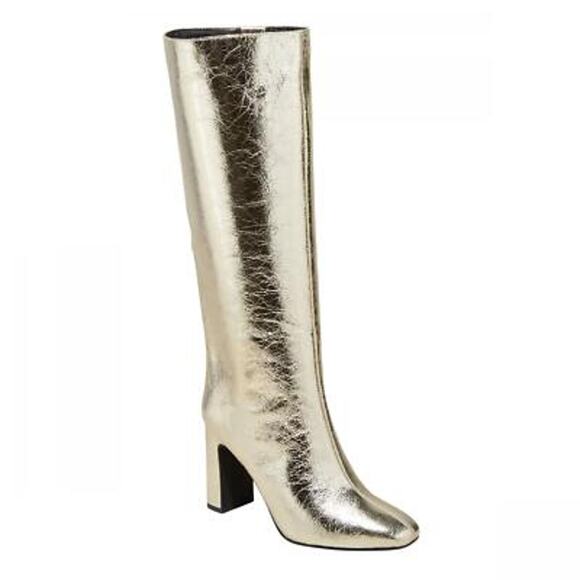 A New Day Womens Diva Stovepipe Tall Boots Gold Metallic Faux Leather NWOT 10 - Picture 1 of 5